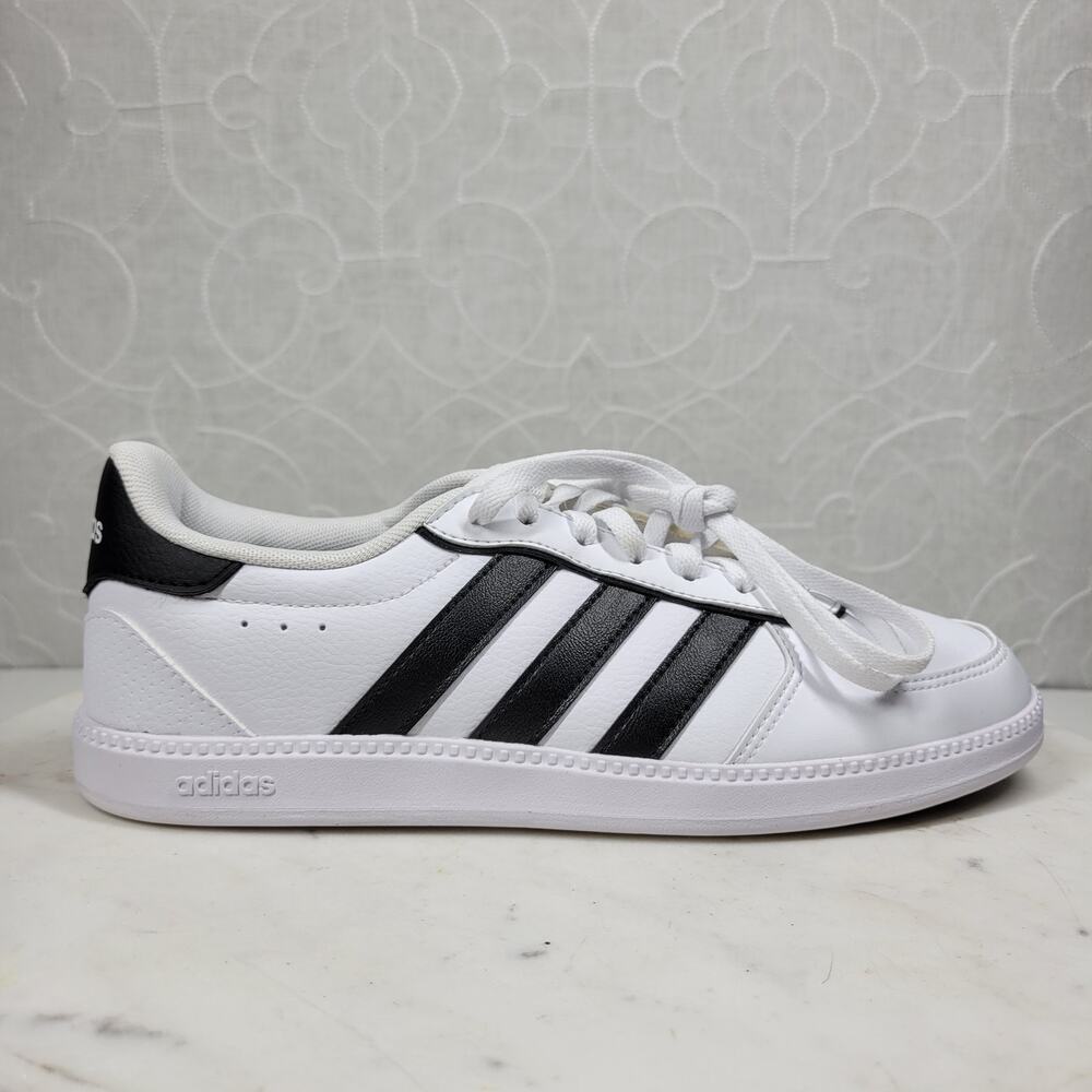 Adidas Breaknet Sleek Sneakers Womens 7 White Black 3 Stripes Athletic Shoes New